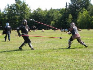 Aneleda works with Thorson on her spear work