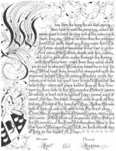 Scroll for Otto Gotlieb's Order of the Maunche, illumination and calligraphy by Master Ed MacGyver.